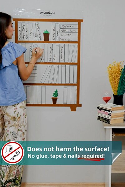 Pi Papers Book Reading Tracking Chart, Non-Adhesive Static Smart Paper, Blackboard, Sticker