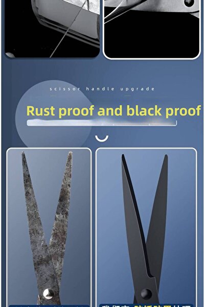 SYNOPE Black Stainless Steel Office School Scissors No Glue Adhesive Convenient Use Large Scissors