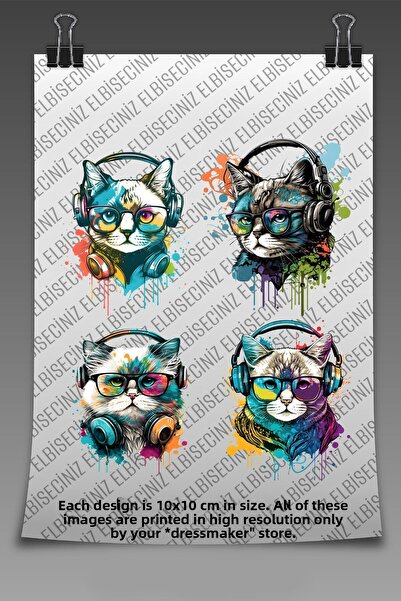VİZYON İKRA القطط الملونة قسط الطباعة النسيج DTF. يمكن لصقه بسهولة بالكي