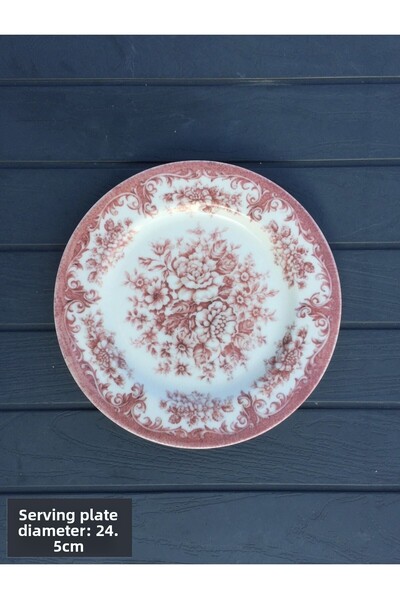 Pinkev طقم أطباق تقديم بورسلين من روزابيلا تتسع لـ 6 أشخاص - أزرق وأحمر