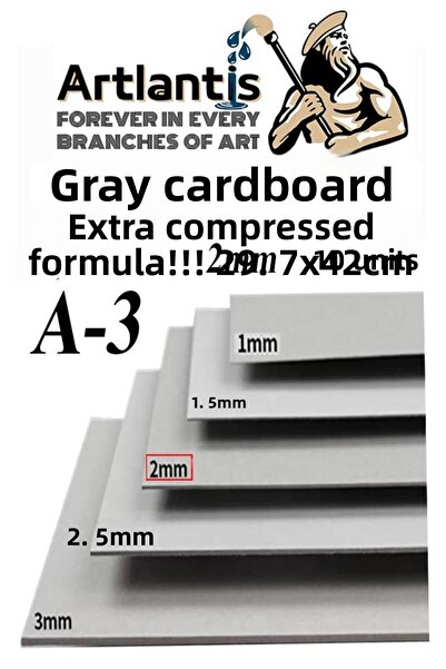 Artlantis A3 Cardboard Gray 2 mm 10 Pcs 1 Pack 29.7X42 cm A-3 Cardboard 2.0 m...