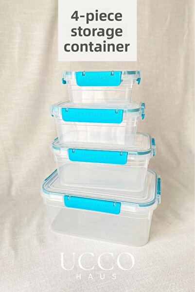 UCCO Set of 4 Lockable Leakproof Storage Containers |   375-900-1700-3000 ml ...