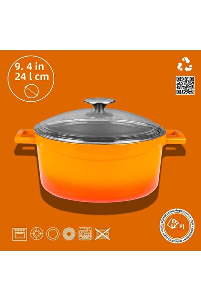 Lava Cast Round Pot with Glass LidGlaze Diameter(Ø)24cm