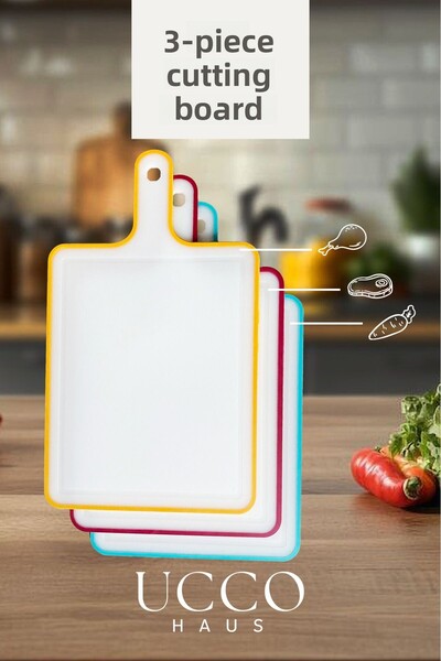 UCCO Set of 3 Colorful Cutting Boards – Bpa Free |   Food Grade, Hygienic and...