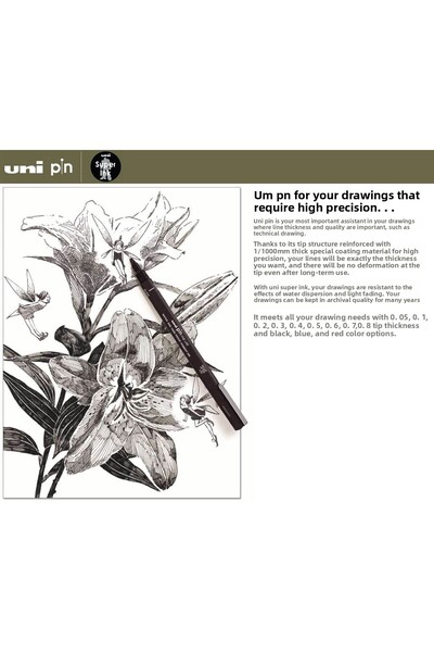 UNİ-BALL Black Technical Drawing Pen - 0.03-0.05-0.1 Uni Ball Pin