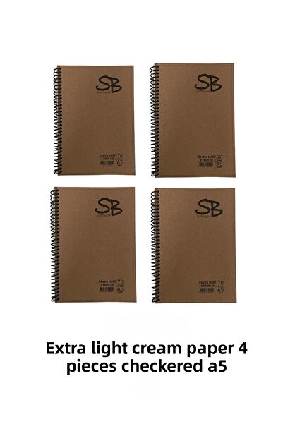 FOLİX ART A5 Small Size 70 Sheets Spiraled Notebook Set of 4 with Kraft Cover
