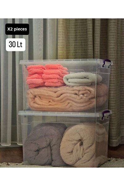 Metler حاوية تخزين أفقية وغطاء بلاستيكي قابل للقفل سعة 30 لترًا مع 2 غطاء بلا...