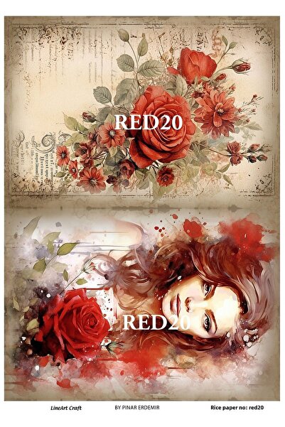 LİNEART ورق تزيين الأرز RED20 - 29X42 سم