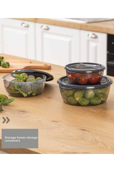 Bayev Ak 658 3 Size Round Storage Container Set - Breakfast Food Storage Container with Lid
