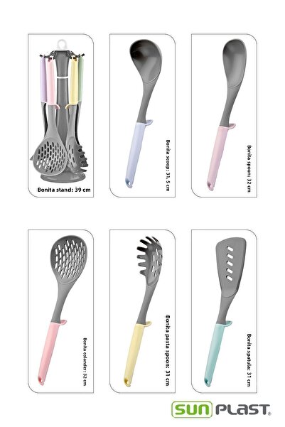 Sunplast BONITA Series Serving Presentation Set with Stand 6 Pieces - BPA Free Quality Non-Stick Hard Plastic