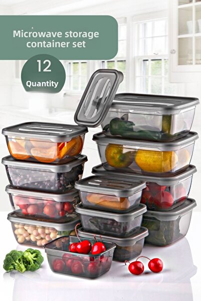 Kitchen Life 12-Piece Rectangular Microwave Storage Container (1600ml-900ml-4...