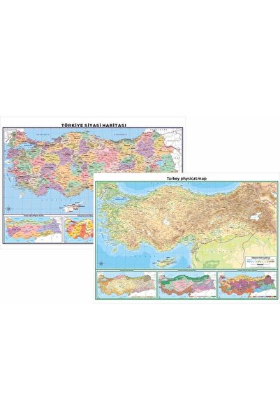 Okul Dünyası Türkiye's Physical and Political Map (Double Sided) 35x50 Cm