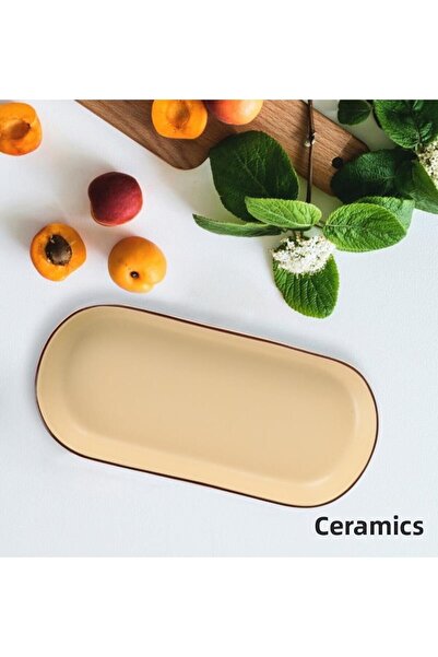 Keramika Matte Cream Noyan Boat Plate 26 cm Edge Net 2 Pieces