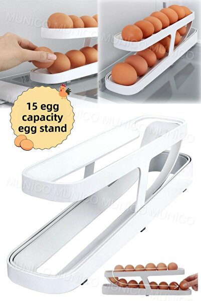 Gaggani Egg Storage Box Two Layers Automatic Swivel Shelf Stylish Design High Capacity and Space Saving