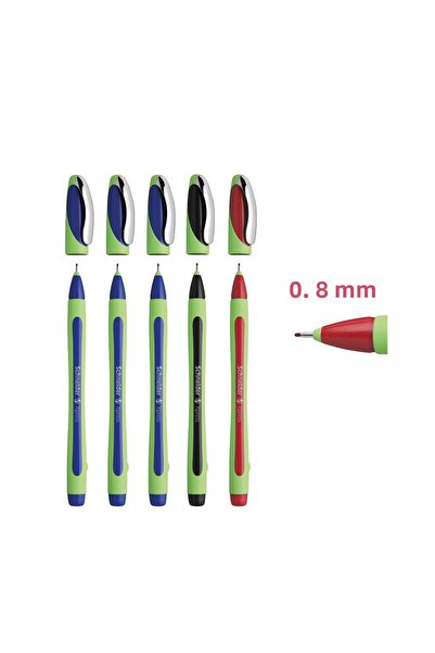 Schndeir شنايدر اكسبرس 0.8 ملم فايبر - قلم ذو طرف، 3 أزرق، 1 أسود، 1 أحمر
