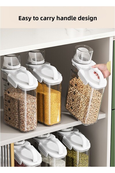 EZERE برطمان توابل وحبوب مغطى بسعة كبيرة ومقاوم للرطوبة، سعة 2800 مل، أبيض