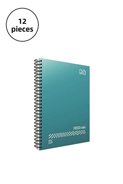 Gıpta Fresco A4 120 - 12 Pieces of Notebooks with Leaf Checked Spiral and Plastic Cover