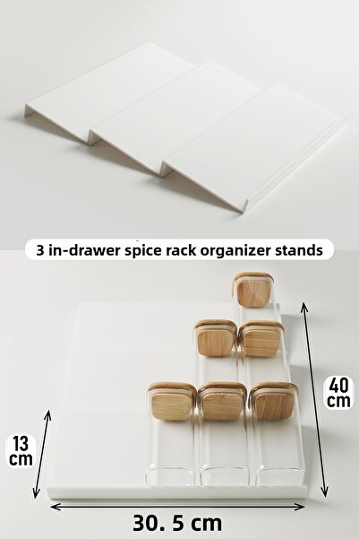 color house 3 Pcs Drawer - Kitchen Cupboard Spice Organizer (White Color) Z305