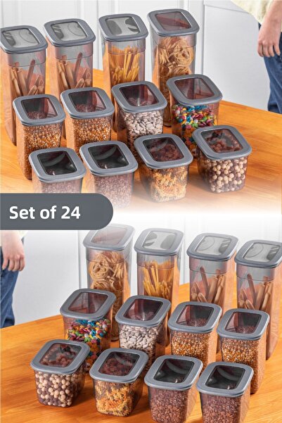 Vienev Set de 24 recipiente de depozitare dreptunghiulare lungi cu capac din ...