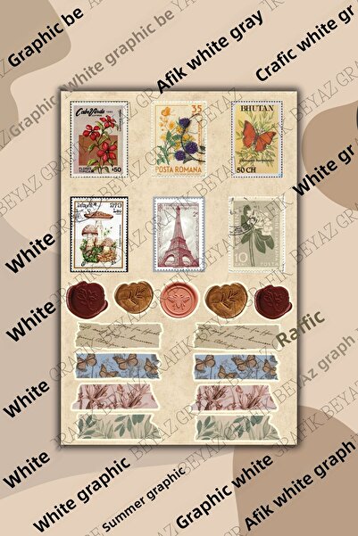 Beyaz Grafik Autocolant pentru jurnal cu glonț pentru caiet de agendă cu tema...