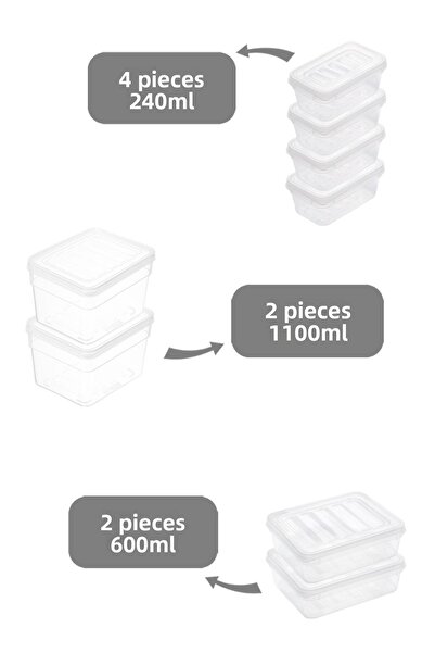 Meleni Home 8 Piece Deep and Shallow Food Storage Container Set - Transparent Lid Microwave Compatible Organizer Organizer