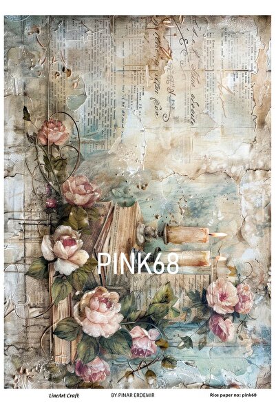 LİNEART Brass Patterned Lineart Decopage Paper - La-Pink68
