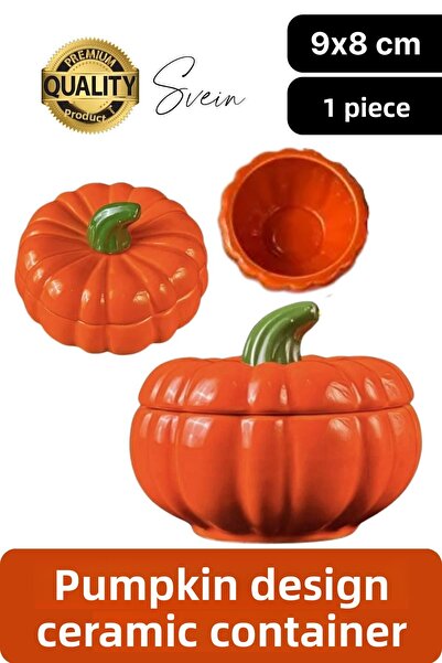 Svein Special Design Ceramic Orange Pumpkin with Lid Decorative Sugar Bowl Pe...