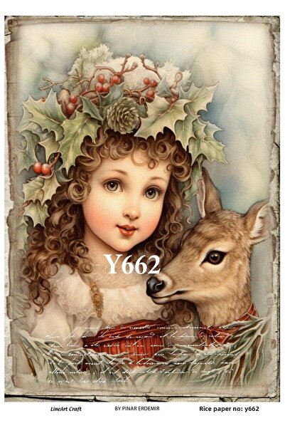LİNEART Lineart Christmas Pattern Brass Decopage Paper No:Y662- 29X42Cm