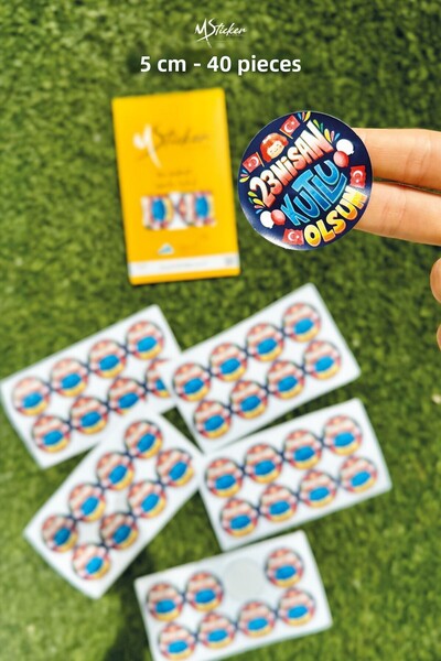 MSticker Autocolant 23 aprilie Etichetă autocolant 23 aprilie Happy April 5 cm 40 bucăți adeziv potrivit pentru toate suprafețele