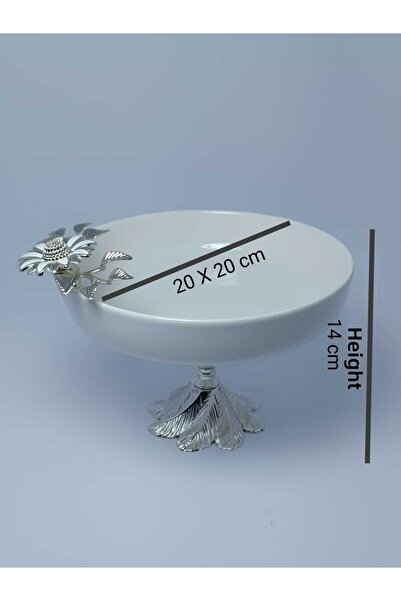 PARILTI HOME COLLECTİON حامل عرض من البورسلين - ساق معدنية