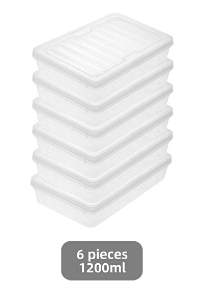 Meleni Home 6-Piece Microwave Compatible Storage Container with Transparent Lid - Organizer Organizer Food Storage Container 6X1200Ml