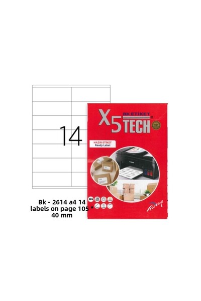 BK -2614 Size 105 X 40 Mm Laser Sticker 14 Labels in A4 Sheet