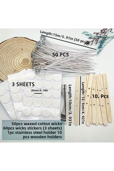 Choice مجموعة أدوات صناعة الشموع، فتائل الشموع، 60 قطعة من ملصقات الفتائل، 50...