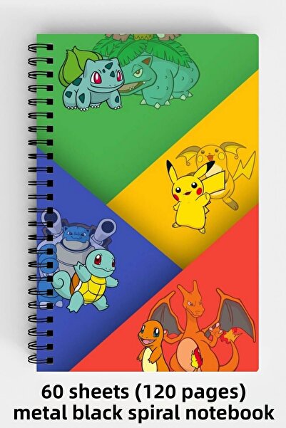Anime Marketi بوكيمون ديزاين A5 دفتر بغلاف صلب حلزوني 120 ورقة