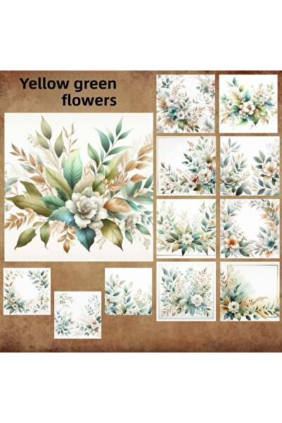 Pink Swan Craft Model de flori vintage galben-verde - set de autocolante pent...