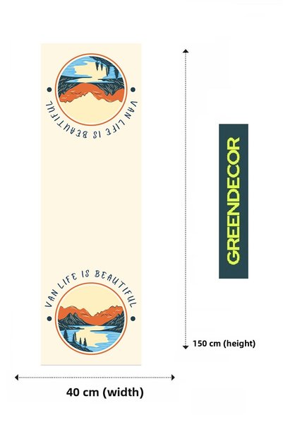 GREENDECOR Life Is Beautiful Patterned Special Design Runner Digital Printed Decorative Tablecloth Home Decoration