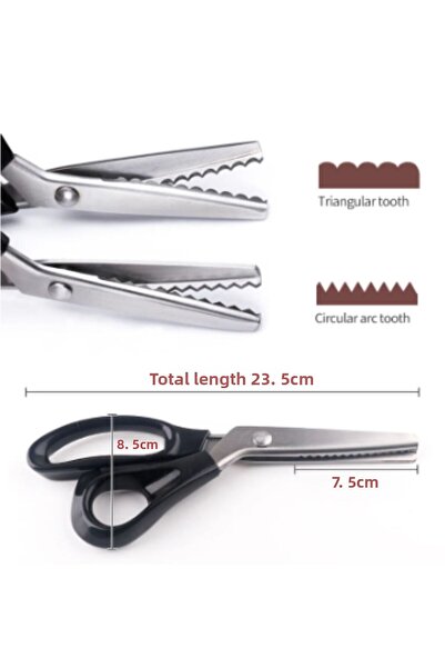 Artus Tedarik Zig Zag Fabric Leather Paper Cutting Tailor Serving Scissors 23.5 Cm