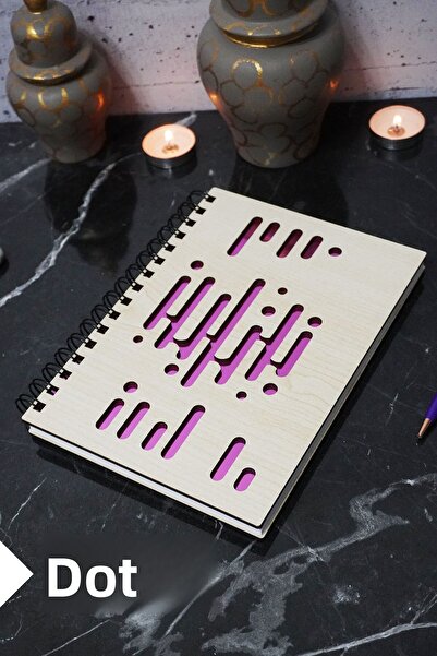 markcat دفتر ملاحظات ذو طابع إيقاعي موسيقي بغطاء خشبي - جدول أعمال منقط وكتاب...