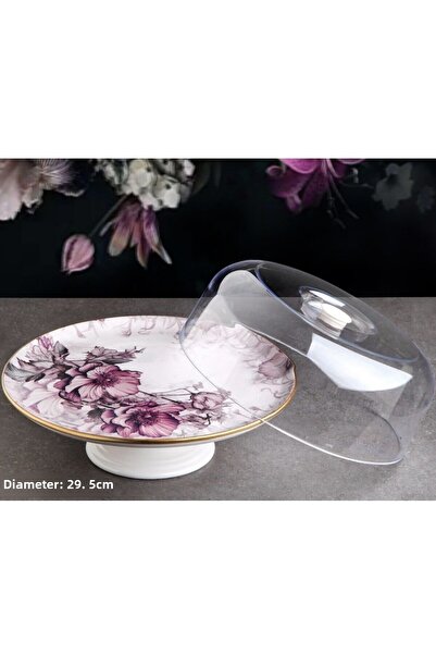 Pinkev Petunia 16 Piece Ceramic Cake Presentation Plate Set with Dome - Kup116P
