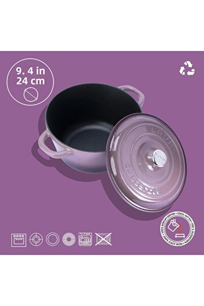 Lava Cast Round Pot Cast Iron Lid New Heritage Series Diameter(Ø)24cm