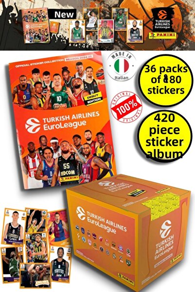 TOYFEST ألبوم ملصقات Turkish Airlines Euroleague + 36 حزمة (180 قطعة) من المل...