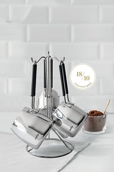Nehir Modern 4 Piece Stainless Steel Coffee Pot Set with Stand