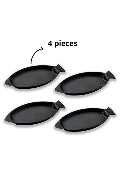 Lava Fish Plate Casting Set - Set of 4 Without Handle Size 15X24Cm