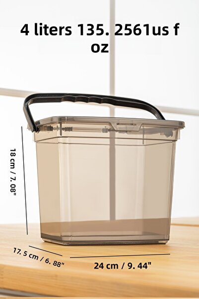 Meleni Home Set of 4 Multi-Purpose Flour Pulses Storage Container - Food Kitchen Storage Box Gray 4 Lt