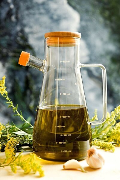 FBZhome 900 Ml Borosilicate Glass - Vacuum Bamboo Lid, Single Oil Pot Vinegar...