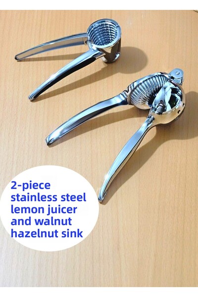 BRE HOME Set of 2 Stainless Steel Lemon Juicer and Walnut Picks Heavy Duty