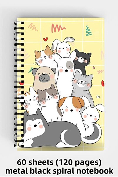 Anime Marketi دفتر ملاحظات بغلاف صلب مقاس A5 مع تصميم قطط لطيف 120 ورقة