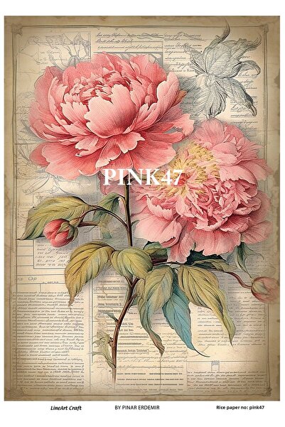 LİNEART Pink47 Model Brass Decopage Paper