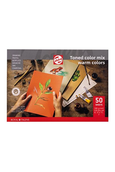 Talens كول A4 50 ورقة 180 جرام - كتلة رسم مزيج الألوان الدافئة الملونة