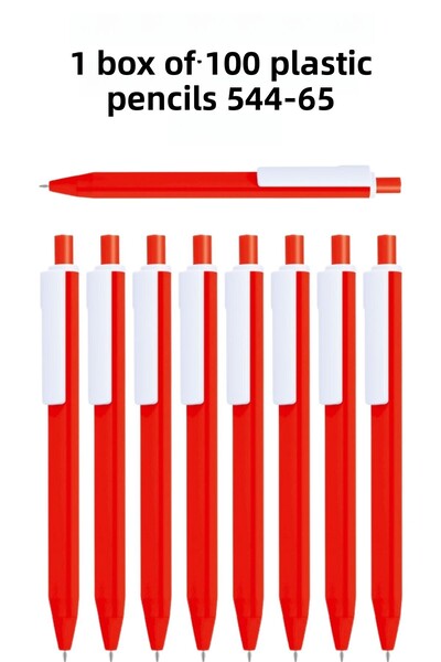 KALE PROMOSYON قلم حبر جاف بلاستيكي 100 قطعة قلم حبر جاف للمدرسة والأعمال الم...